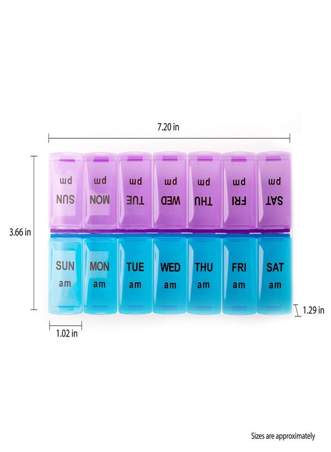 Deke Home - Pill Organizer 2 Times a Day (2 Pack), Weekly AM PM Pill Box, 7 Day Morning and Night Medicine Organizer, BPA-Free Daily Vitamin Container, Easy Open Travel Pill Case, 7.8"x3.6"x1.3" - Image 2